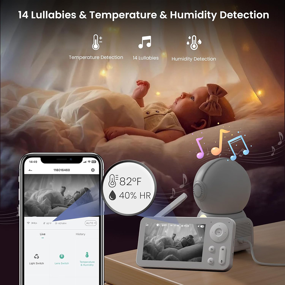 2K babyfoon met 2 camera's en  - Audio Music Visualizer recensie en prijs